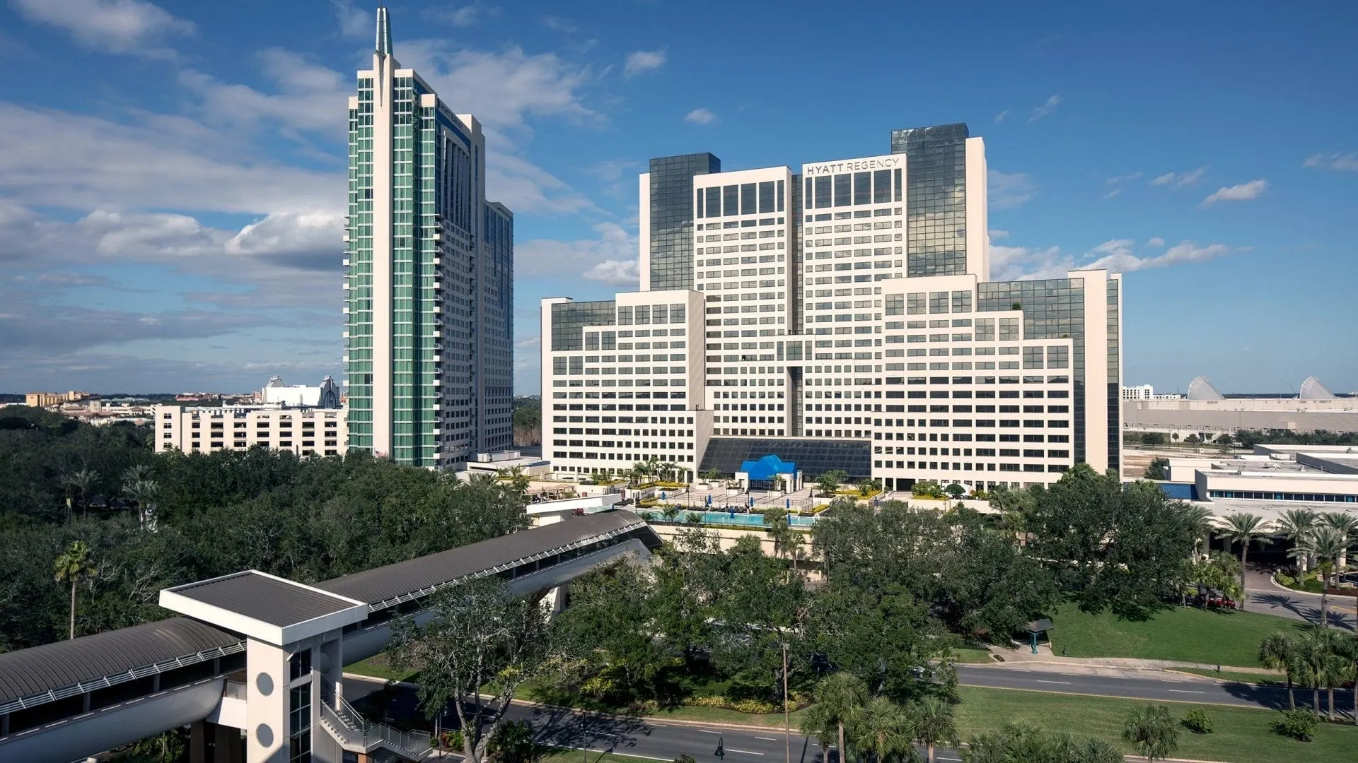 Hyatt Regency Orlando building on a clear day